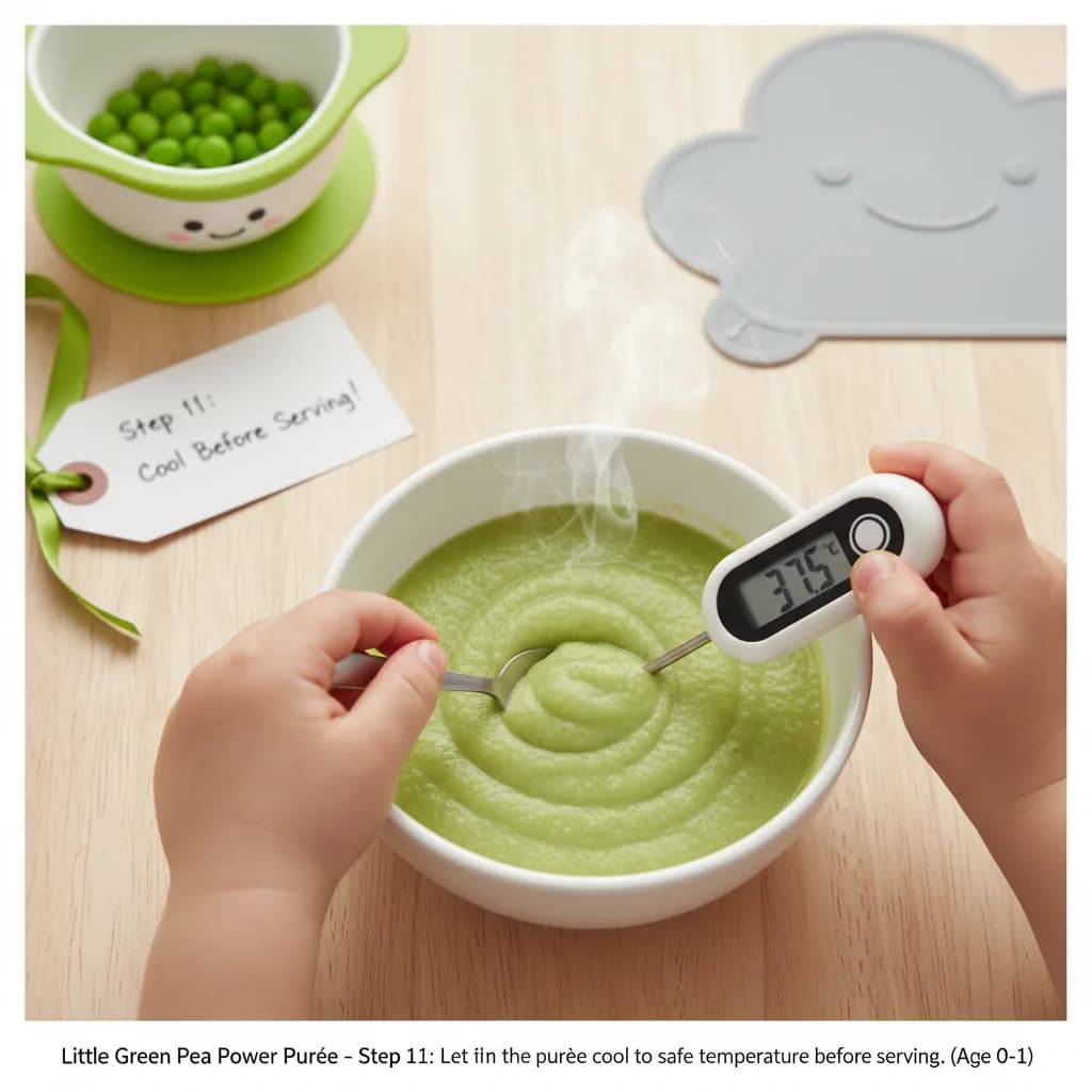 Step 11: Let the purée cool to a safe temperature before serving. for Little Green Pea Power Purée