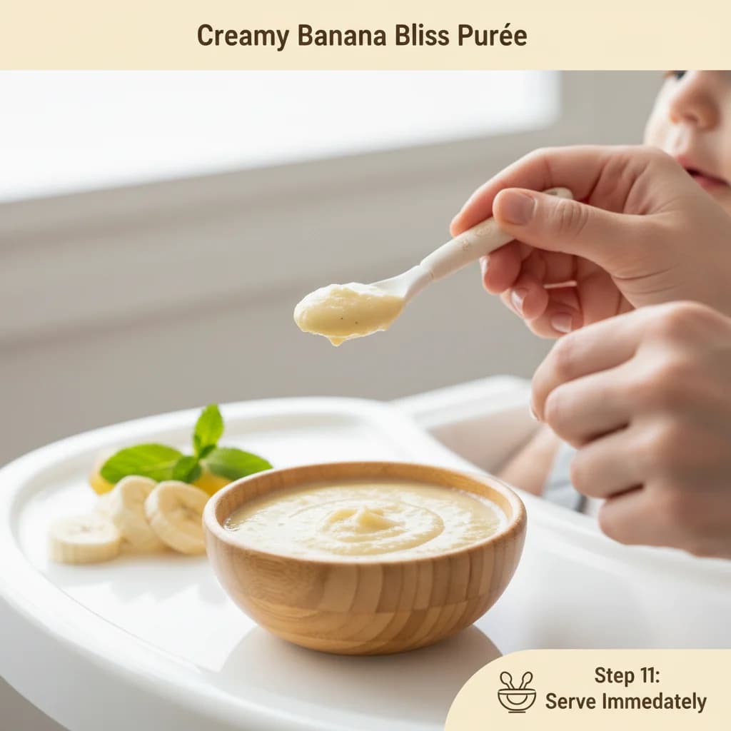Step 11: Serve immediately: Offer the purée to your baby right away. for Creamy Banana Bliss Purée