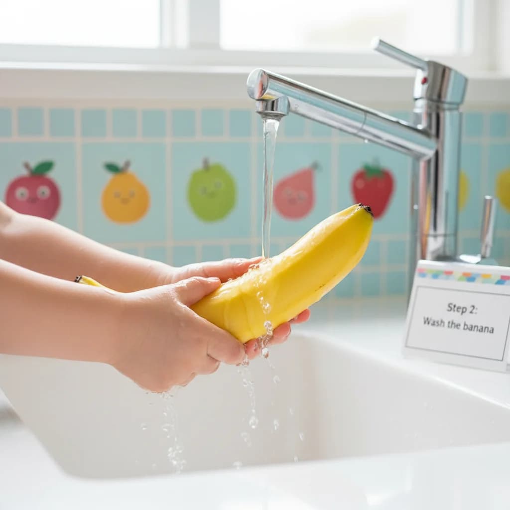 Step 2: Wash the banana: Gently wash the outside of the banana under cool water. for Creamy Banana Bliss Purée