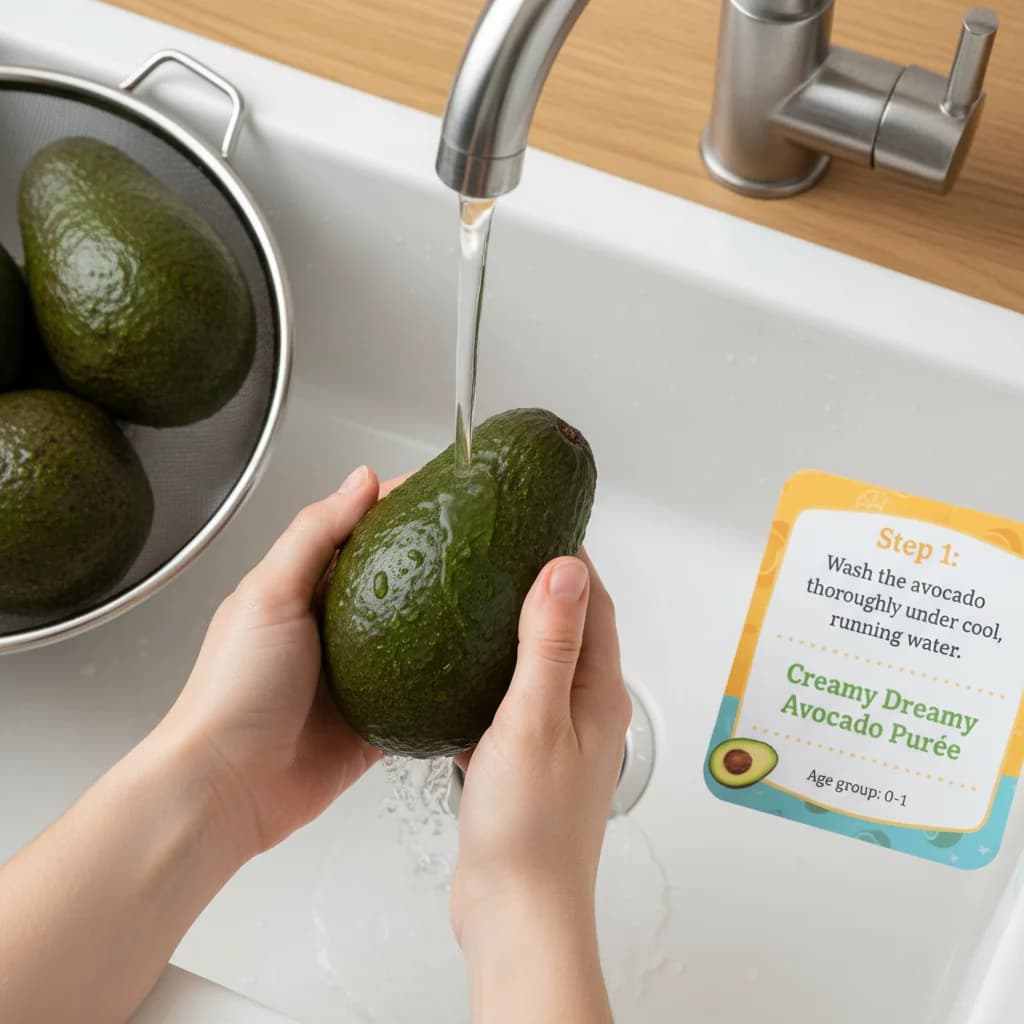 Step 1: Wash the avocado thoroughly under cool, running water. for Creamy Dreamy Avocado Purée