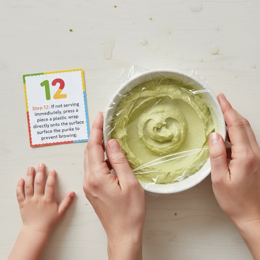 Step 12: If not serving immediately, press a piece of plastic wrap directly onto the surface of the purée to for Creamy Dreamy Avocado Purée