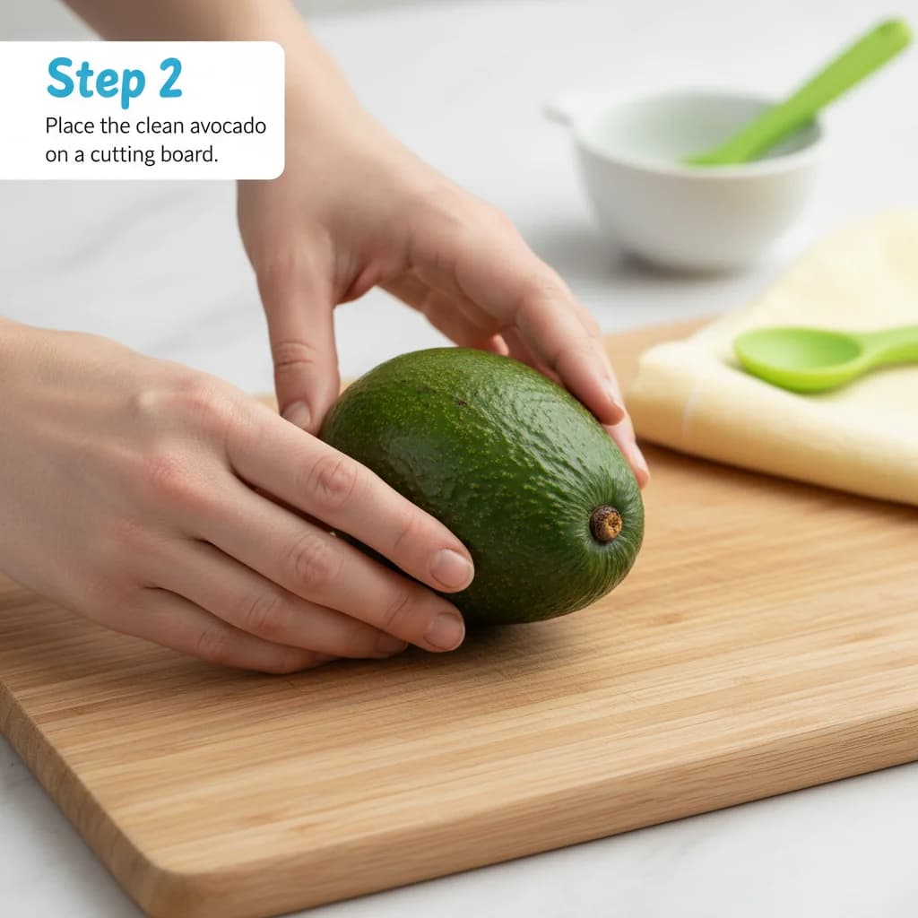 Step 2: Place the clean avocado on a cutting board. for Creamy Dreamy Avocado Purée
