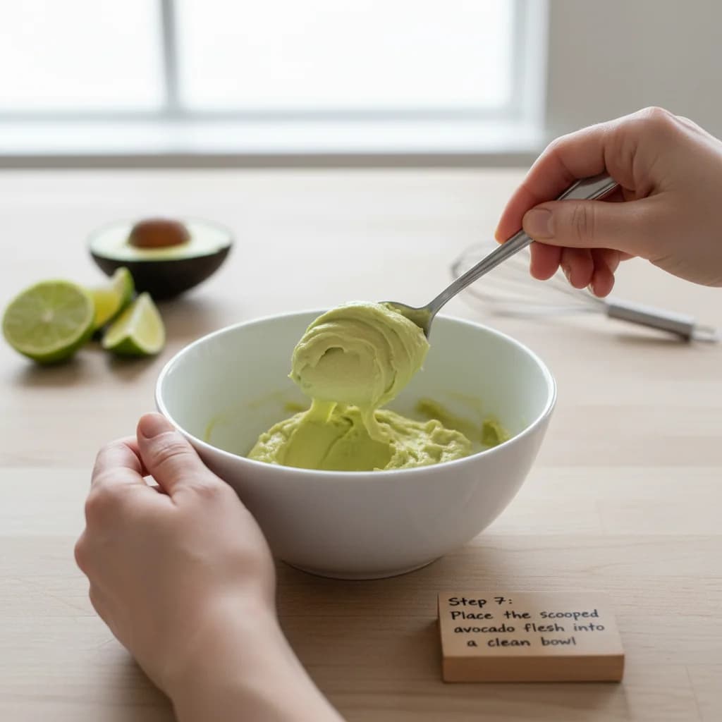 Step 7: Place the scooped avocado flesh into a clean bowl. for Creamy Dreamy Avocado Purée