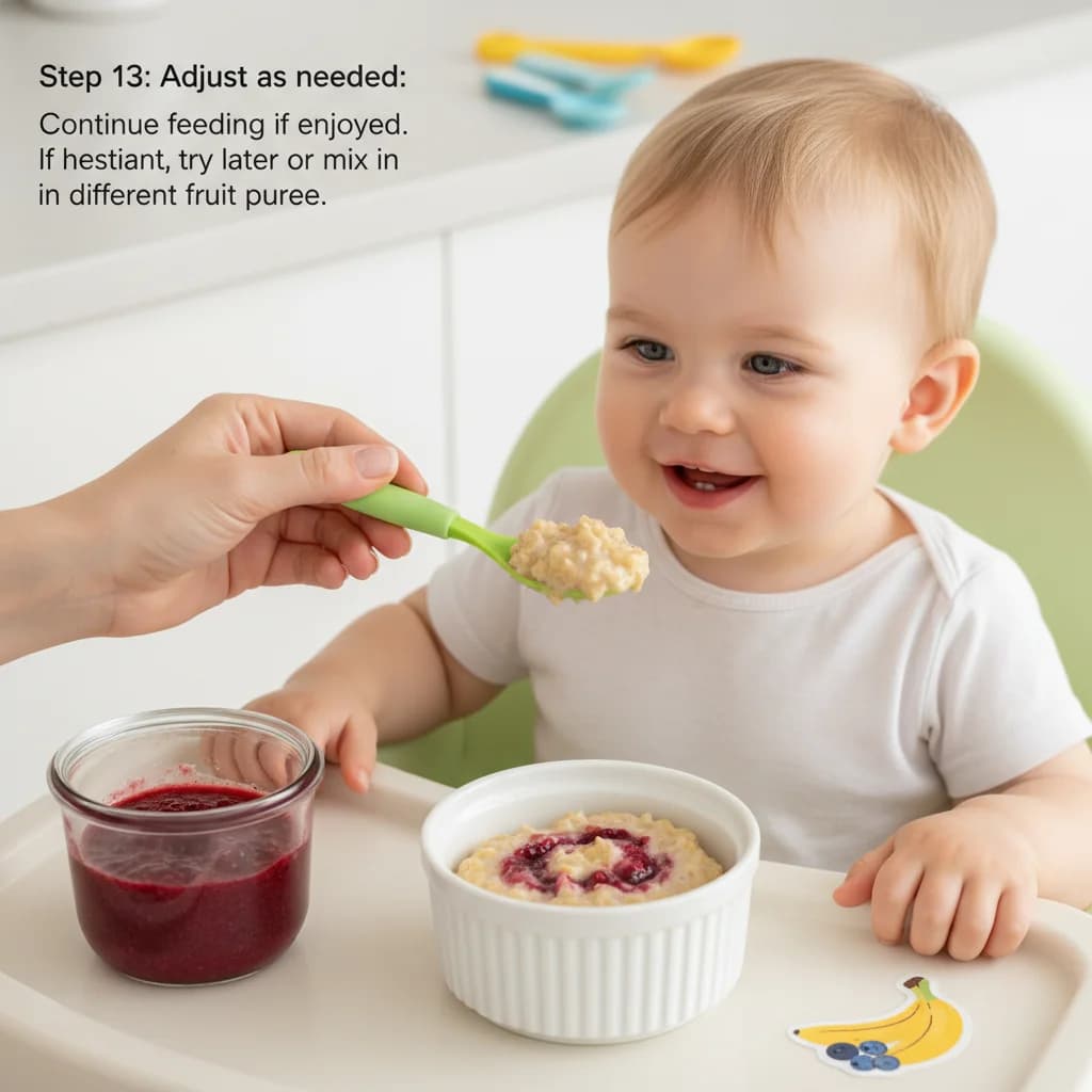 Step 13: Adjust as needed: If your baby seems to enjoy the oatmeal, continue feeding them. If they seem hesit for Banana Bliss Baby Oatmeal