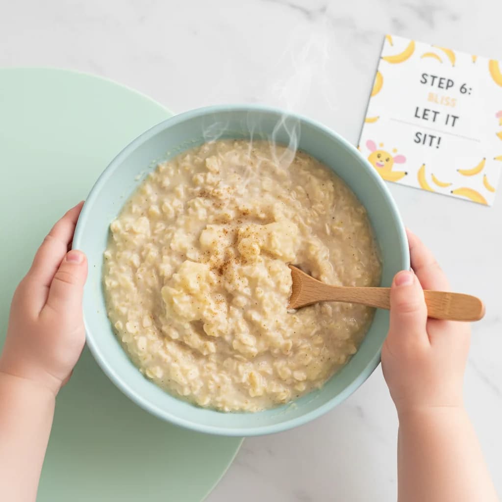 Step 6: Let it sit: Allow the mixture to sit for about a minute. This will allow the oatmeal to absorb the l for Banana Bliss Baby Oatmeal