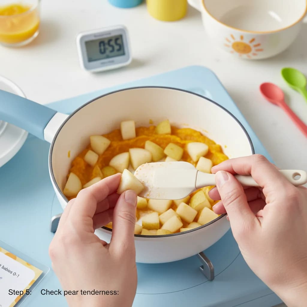 Step 5: Check pear tenderness: The pear should be soft but not mushy. If using very ripe pear, it may only n for Sunshine Squash & Pear Sweetness