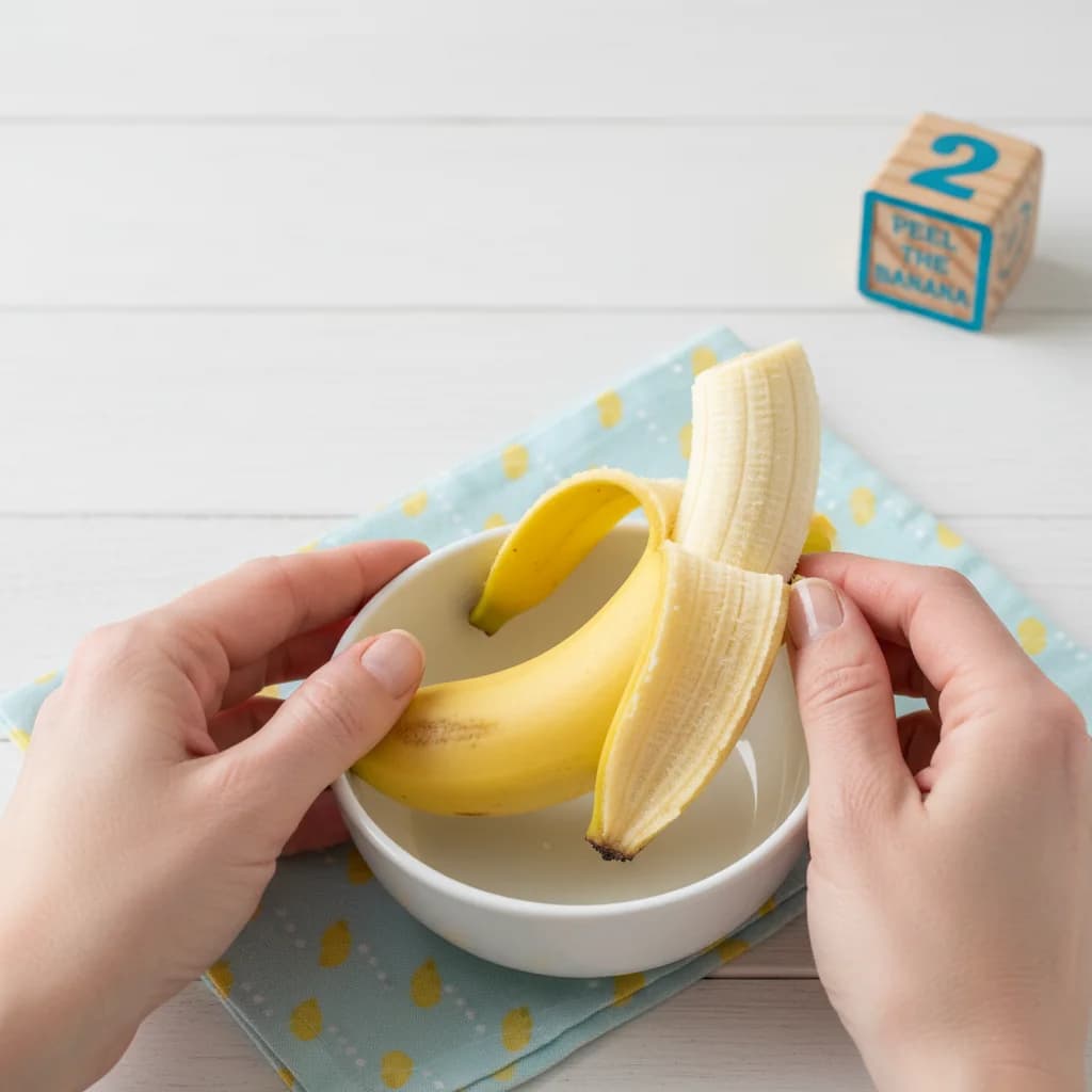Step 2: Peel the banana: Peel the banana and place the 1/3 portion into a small, clean bowl. for Baby's First Yogurt with Banana (Sweet & Creamy)