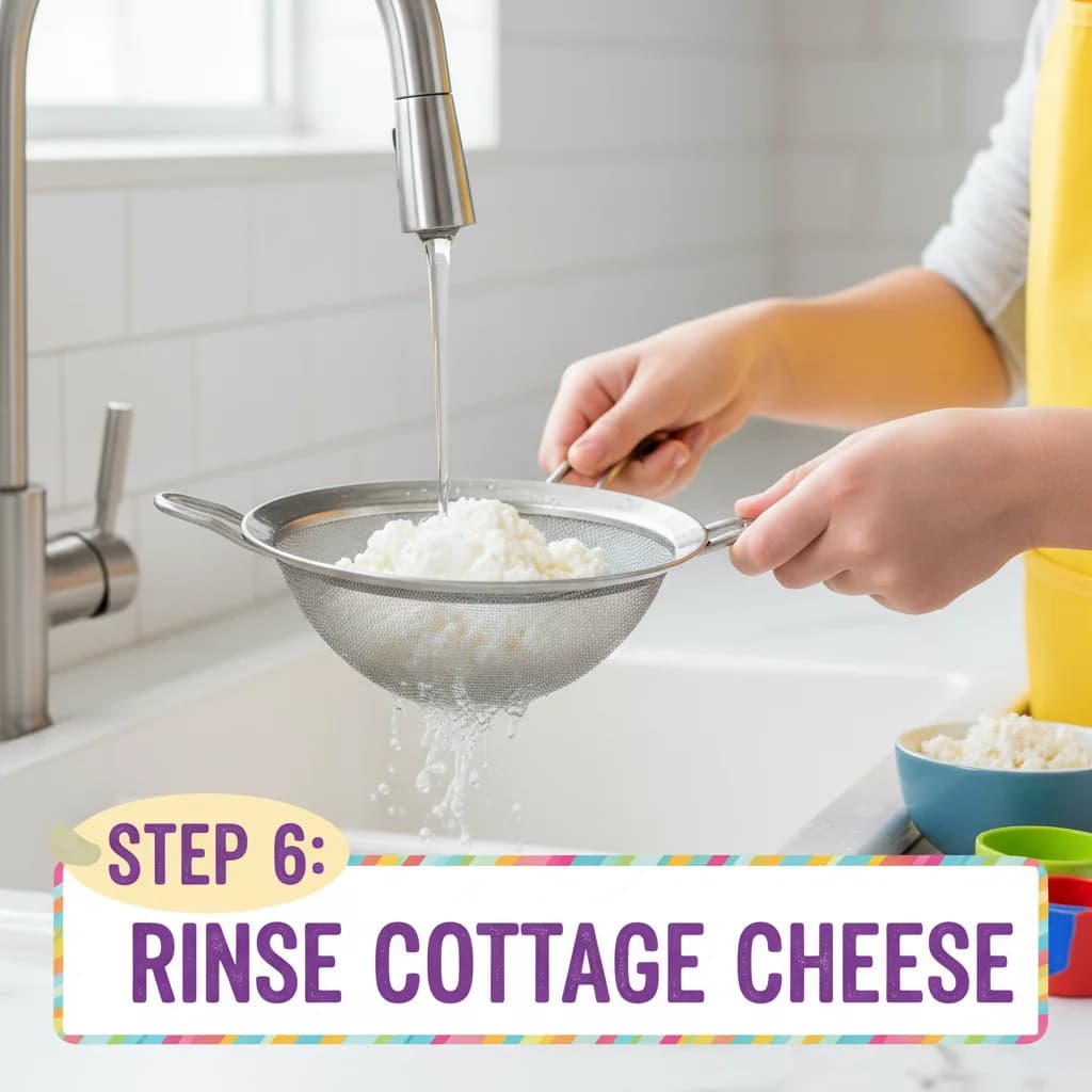 Step 6: Prepare the cottage cheese: If using cottage cheese with added salt, rinse it in a fine-mesh straine for Peachy Cottage Cheese Mash