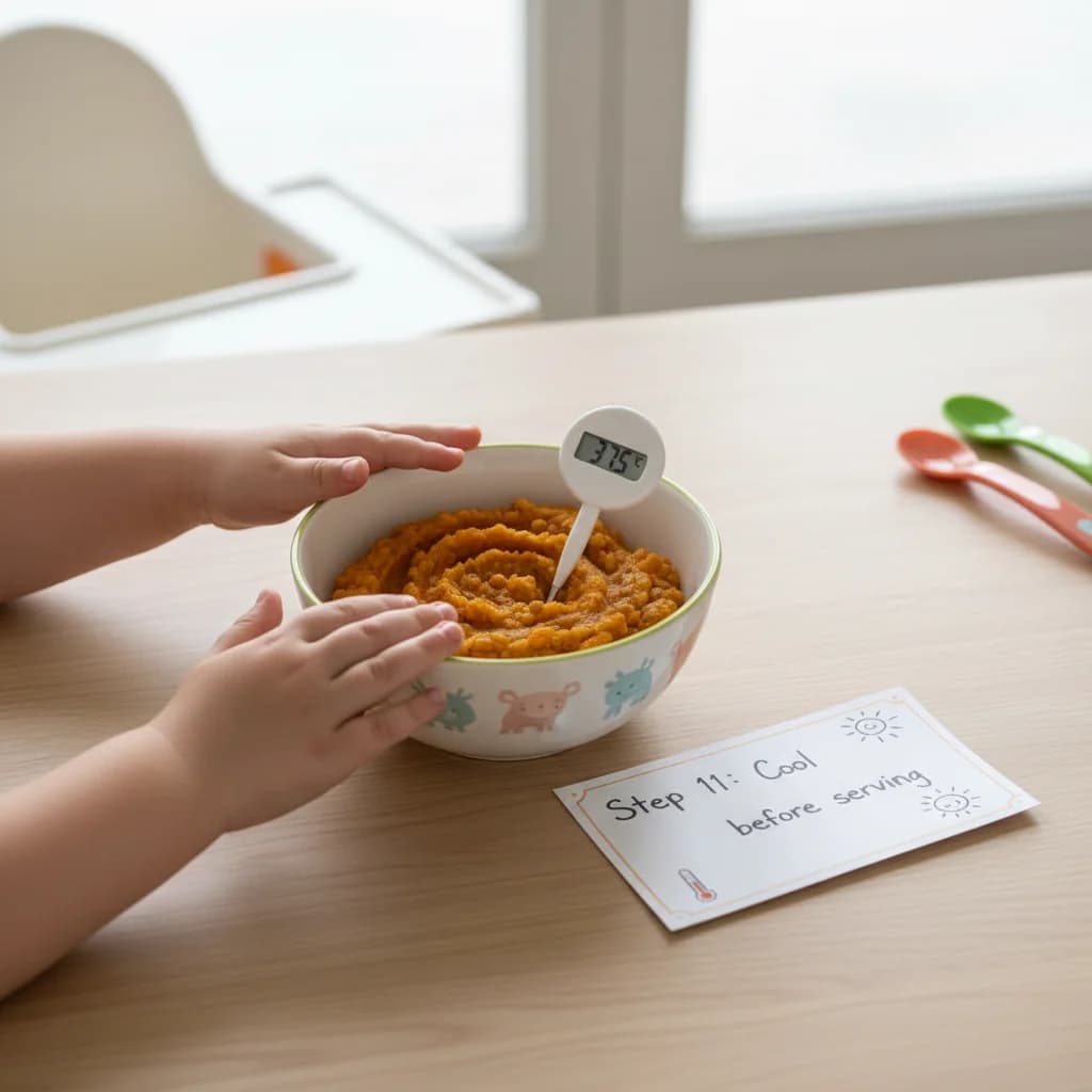 Step 11: **Step 11: Cool before serving.** Allow the mash to cool to a warm (not hot) temperature before serv for Sweet Potato & Lentil Mash: A Taste of Texture!