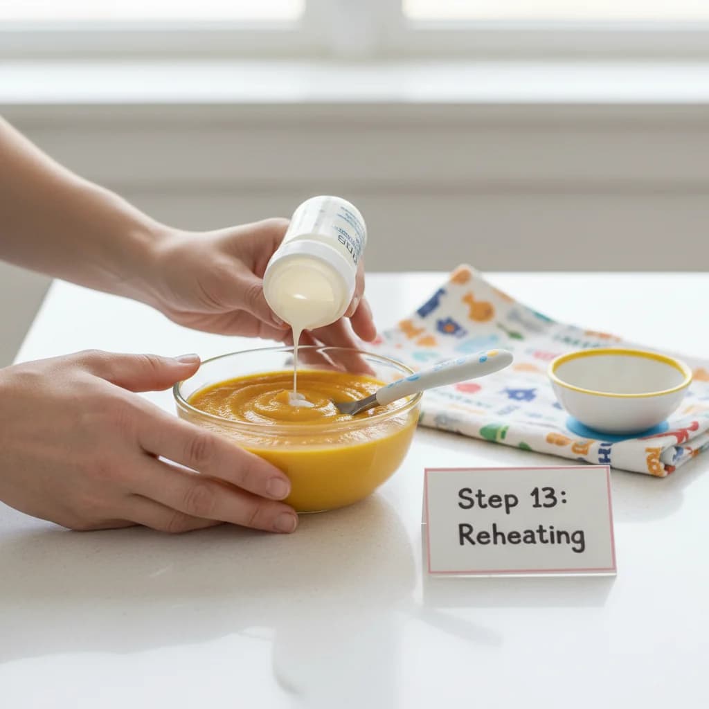 Step 13: **Step 13: Reheating:** When ready to use, thaw the purée in the refrigerator or microwave. Add a li for Pumpkin Chickpea Yum-Yum Purée