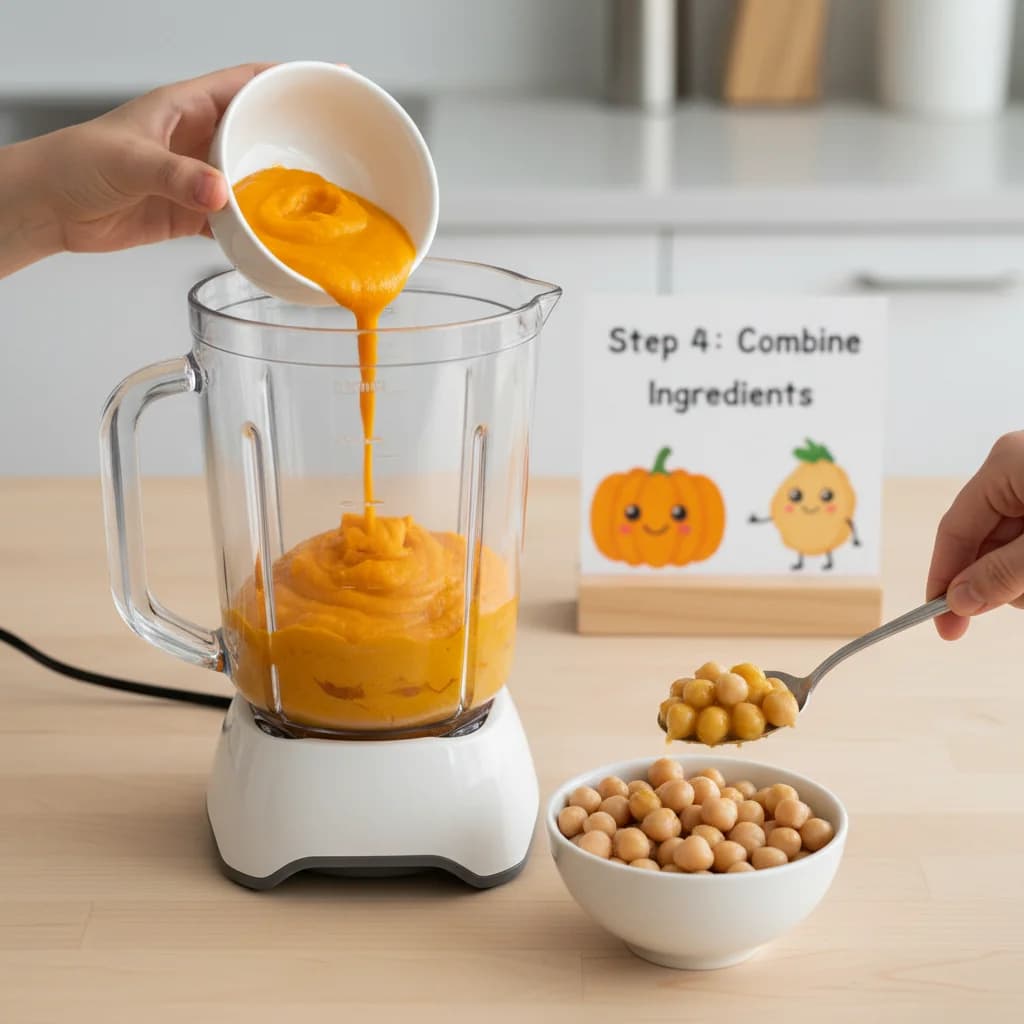 Step 4: **Step 4: Combine Ingredients:** In a blender or food processor, combine the softened chickpeas and for Pumpkin Chickpea Yum-Yum Purée