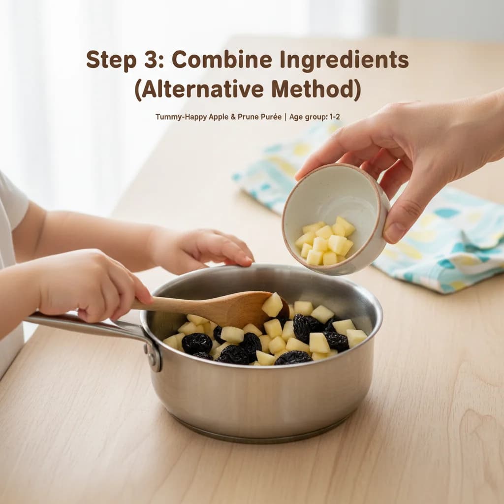 Step 3: **Step 3: Combine Ingredients (Alternative Method).** Alternatively, you can place the prunes and di for Tummy-Happy Apple & Prune Purée