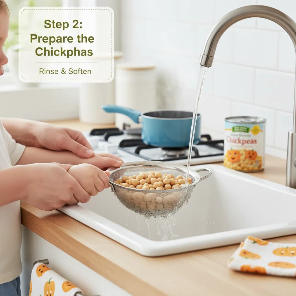 Step 2: Prepare the chickpeas: If using canned chickpeas, rinse them thoroughly under running water. If they for Pumpkin Chickpea Delight