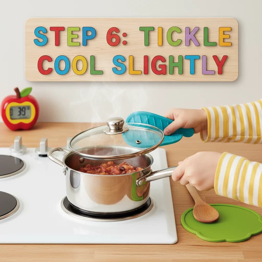 Step 6: **Cool Slightly:** Remove the saucepan from the heat and let the mixture cool slightly. for Tummy Tickle Apple & Prune Purée