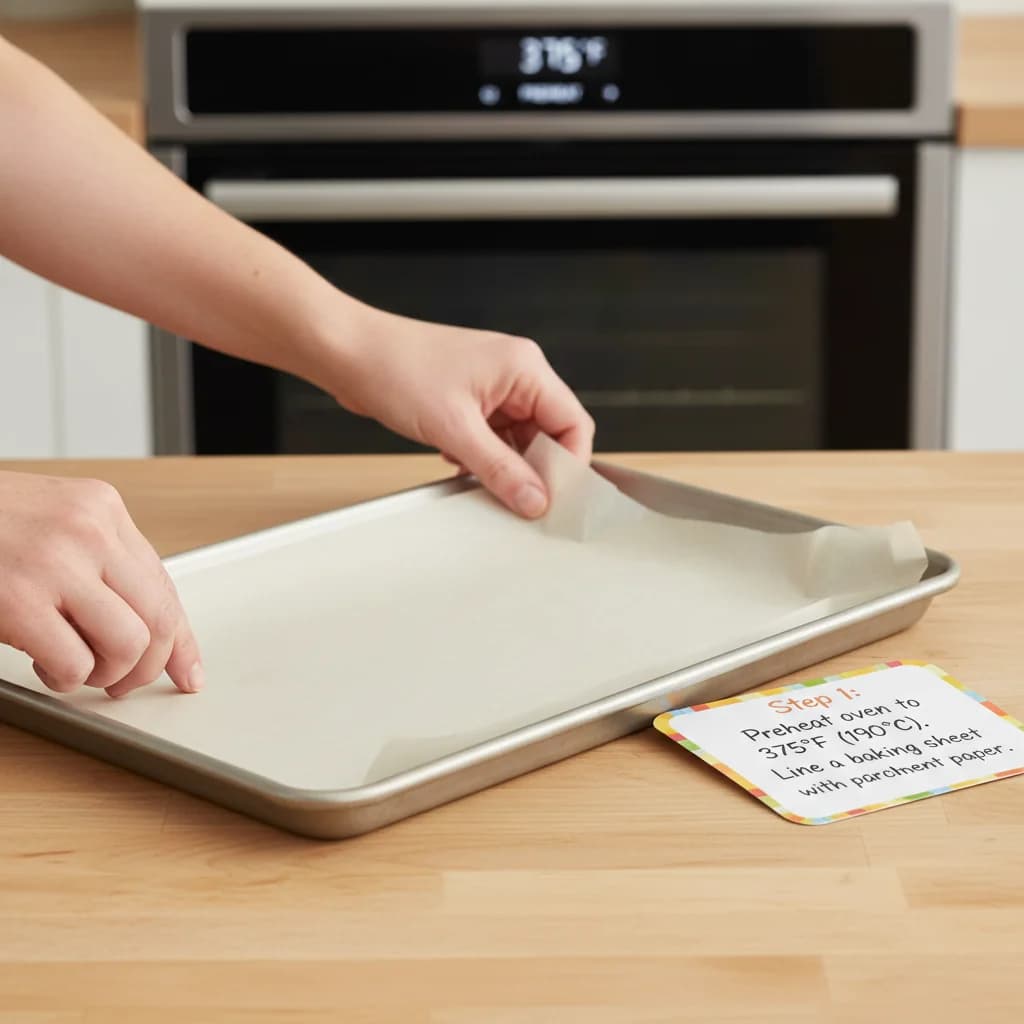 Step 1: Preheat oven to 375°F (190°C). Line a baking sheet with parchment paper. for Sweet Potato & Chicken Mini-Meatballs