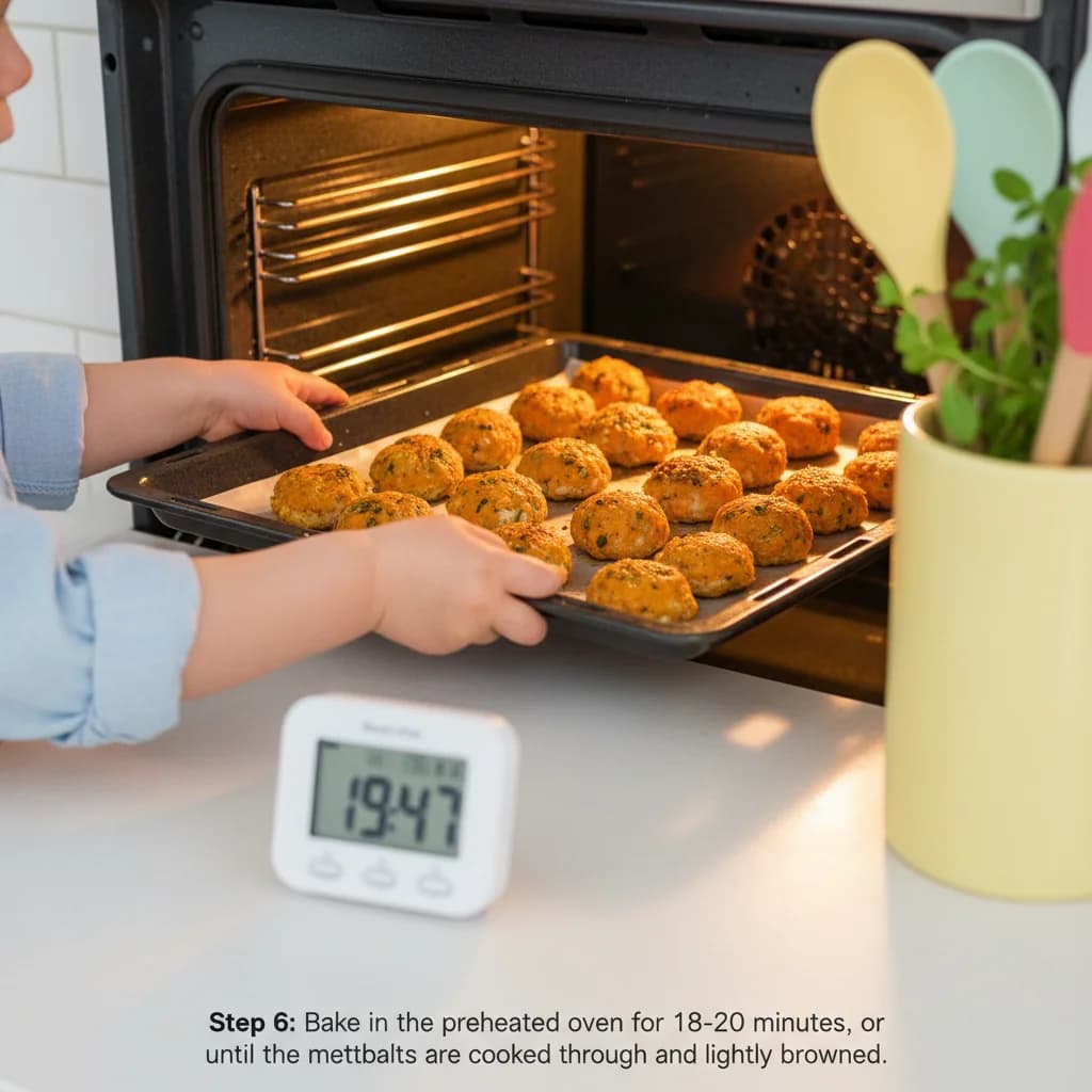 Step 6: Bake in the preheated oven for 18-20 minutes, or until the meatballs are cooked through and lightly for Sweet Potato & Chicken Mini-Meatballs