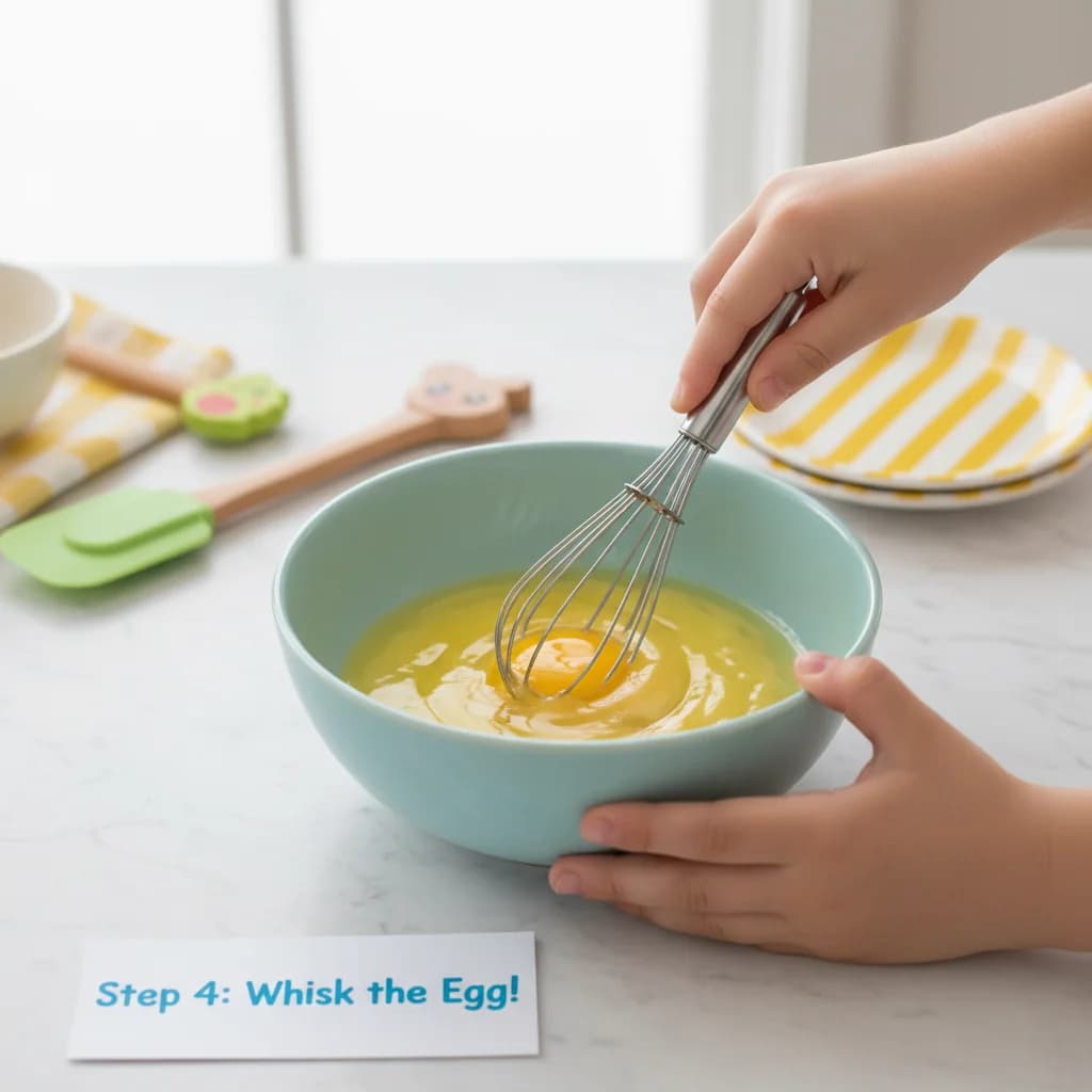 Step 4: In a mixing bowl, crack the egg and whisk it lightly with a fork or small whisk until the yolk and w for Spinach & Corn Mini Pancakes (Savory Bites!)