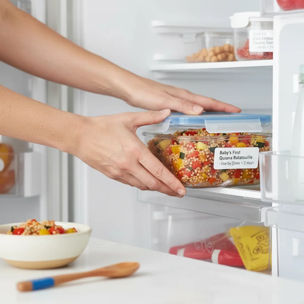 Step 15: Store leftovers in an airtight container in the refrigerator for up to 2 days. Reheat gently before for Baby's First Quinoa Ratatouille