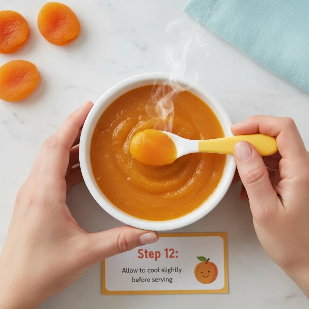 Step 12: Allow the purée to cool slightly before serving to your baby. for Apricot Sunshine Purée