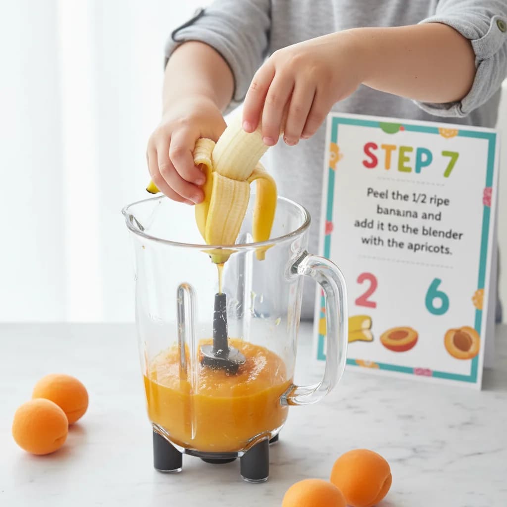 Step 7: Peel the 1/2 ripe banana and add it to the blender with the apricots. for Apricot Sunshine Purée