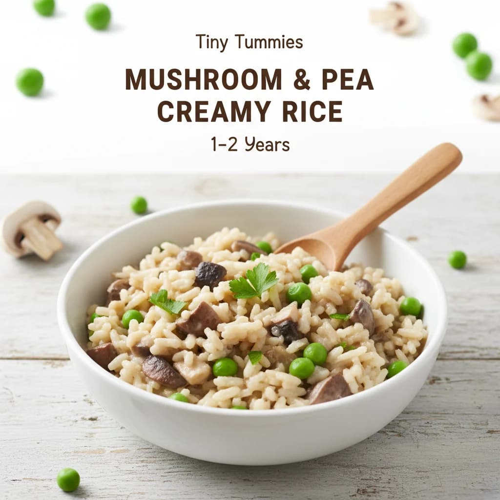 Mushroom & Pea Creamy Rice (Baby Risotto)
