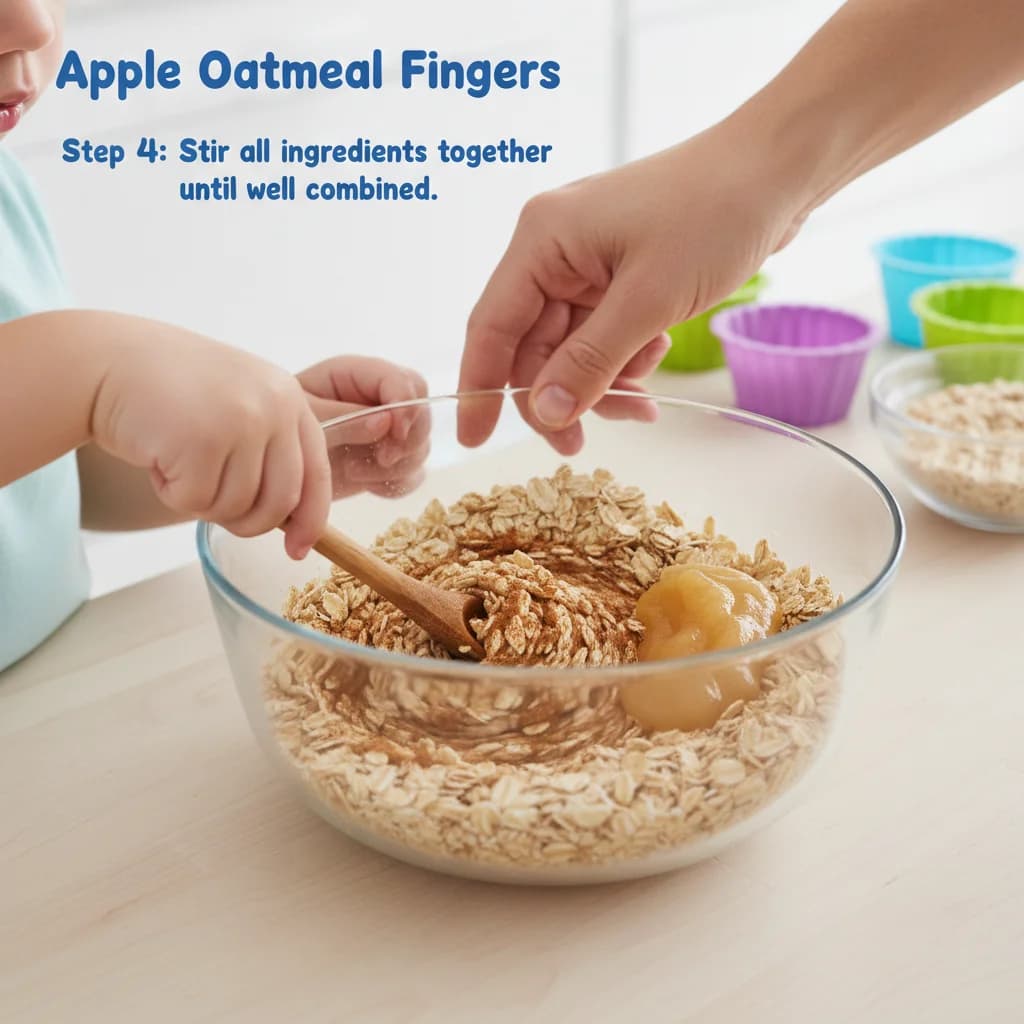 Step 4: Stir all ingredients together until well combined. for Apple Oatmeal Fingers for Tiny Hands