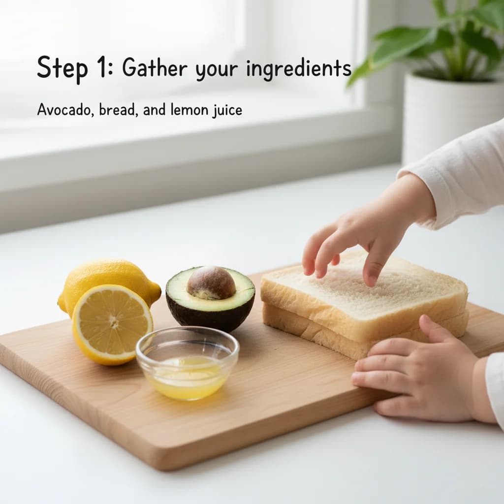 Step 1: Gather your ingredients: avocado, bread, and lemon juice (if using). for Avocado Toast Fingers for Tiny Tummies