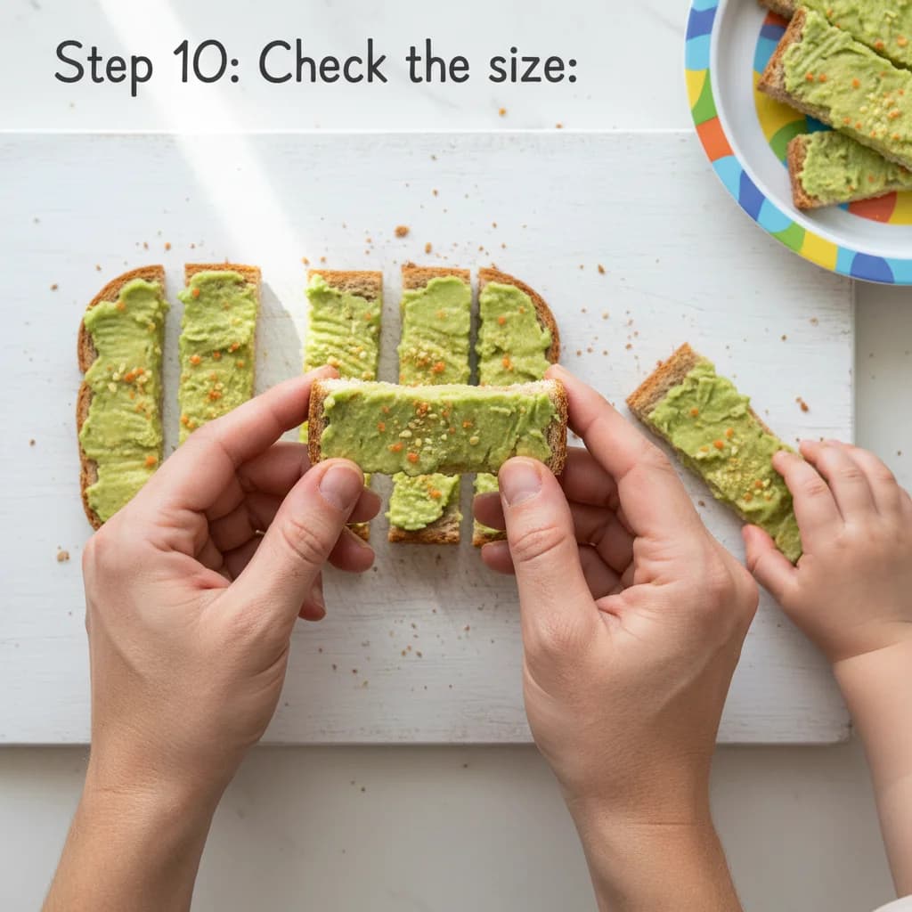 Step 10: Check the size: Make sure the fingers are easy for your little one to hold and gum. for Avocado Toast Fingers for Tiny Tummies