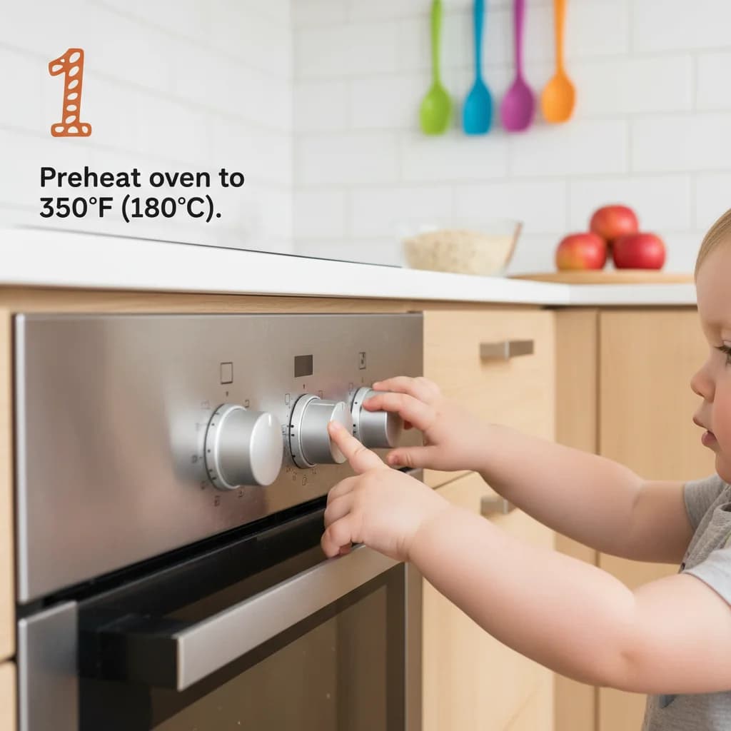 Step 1: Preheat oven to 350°F (180°C). for Apple Oatmeal Finger Snacks