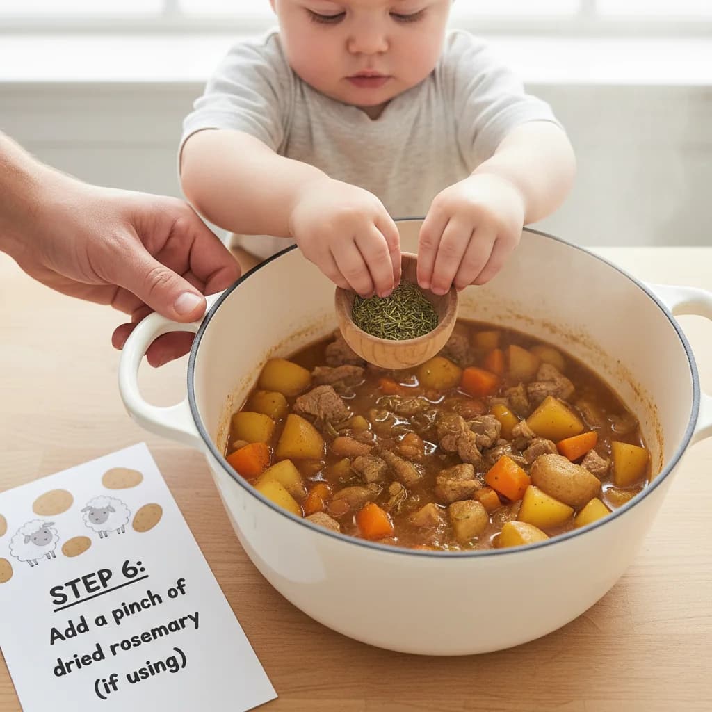 Step 6: Add the pinch of dried rosemary (if using). for Lamb & Potato Yummy Stew
