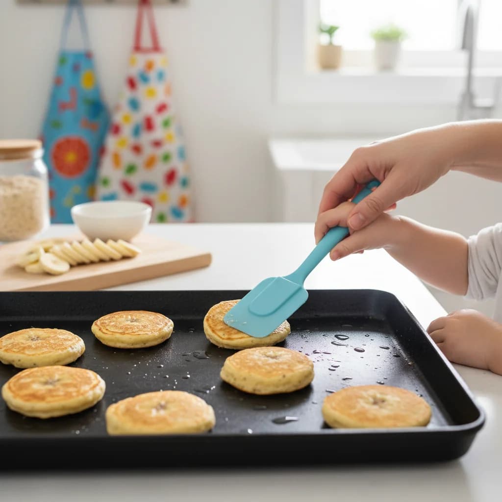 Step 11: Gently flip each pancake with a spatula. for Banana Oat Mini Pancakes: Perfect for Little Hands!
