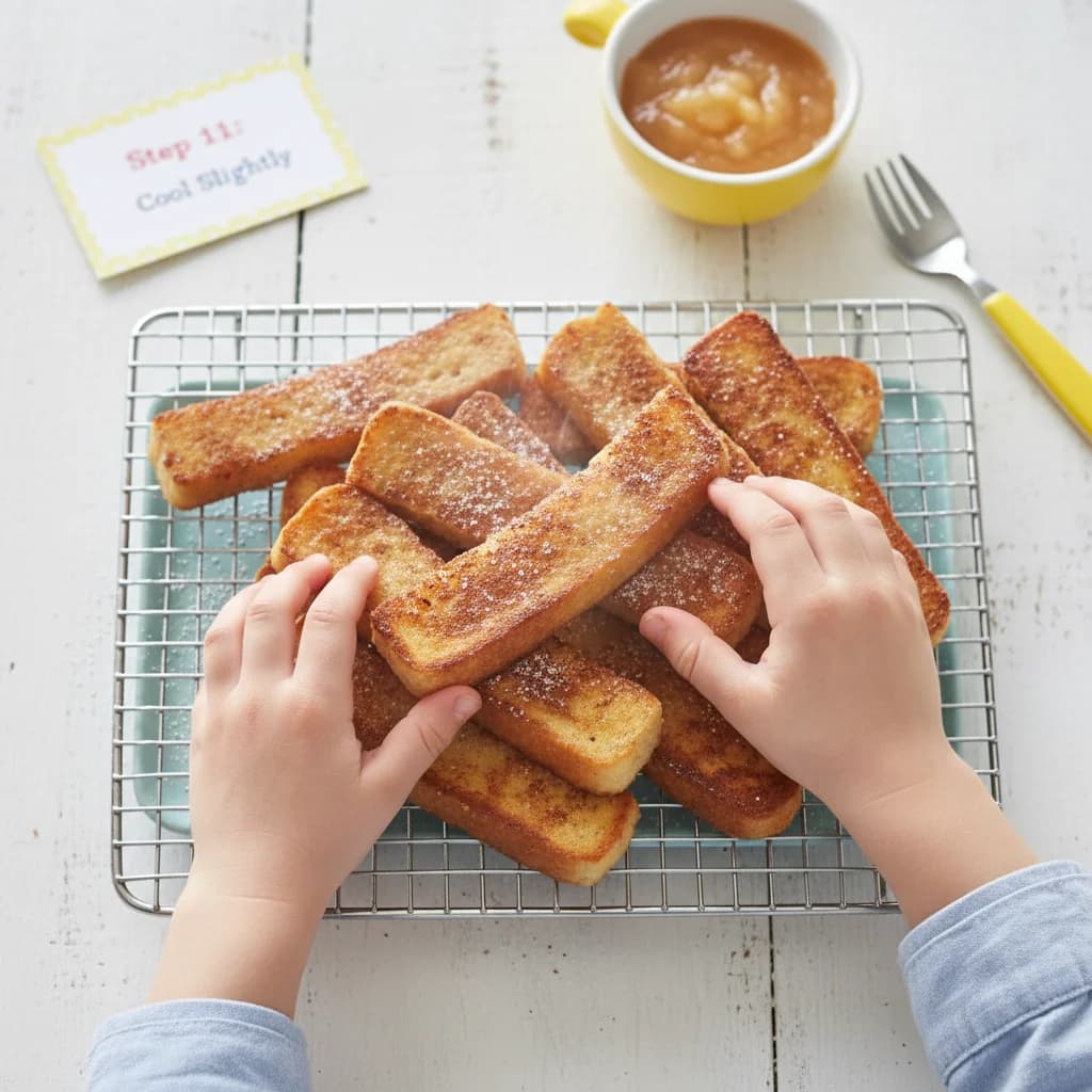 Step 11: Let the French toast sticks cool slightly before serving. Ensure they are not too hot for your littl for Cinnamon French Toast Fingers
