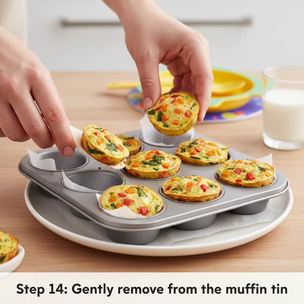 Step 14: Gently remove the mini frittatas from the muffin tin. for Egg & Veggie Bites (Mini Frittatas)