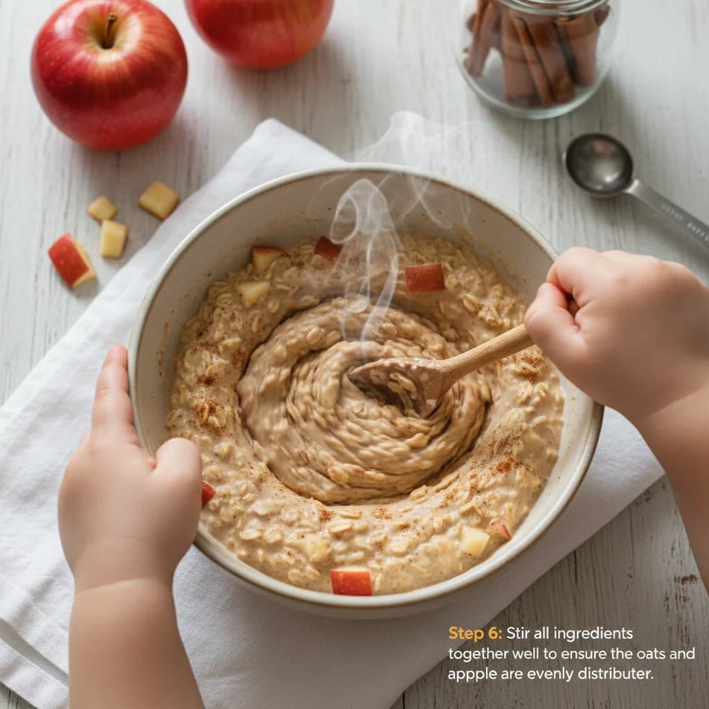 Step 6: Stir all ingredients together well to ensure the oats and apple are evenly distributed. for Apple Cinnamon Cozy Oats