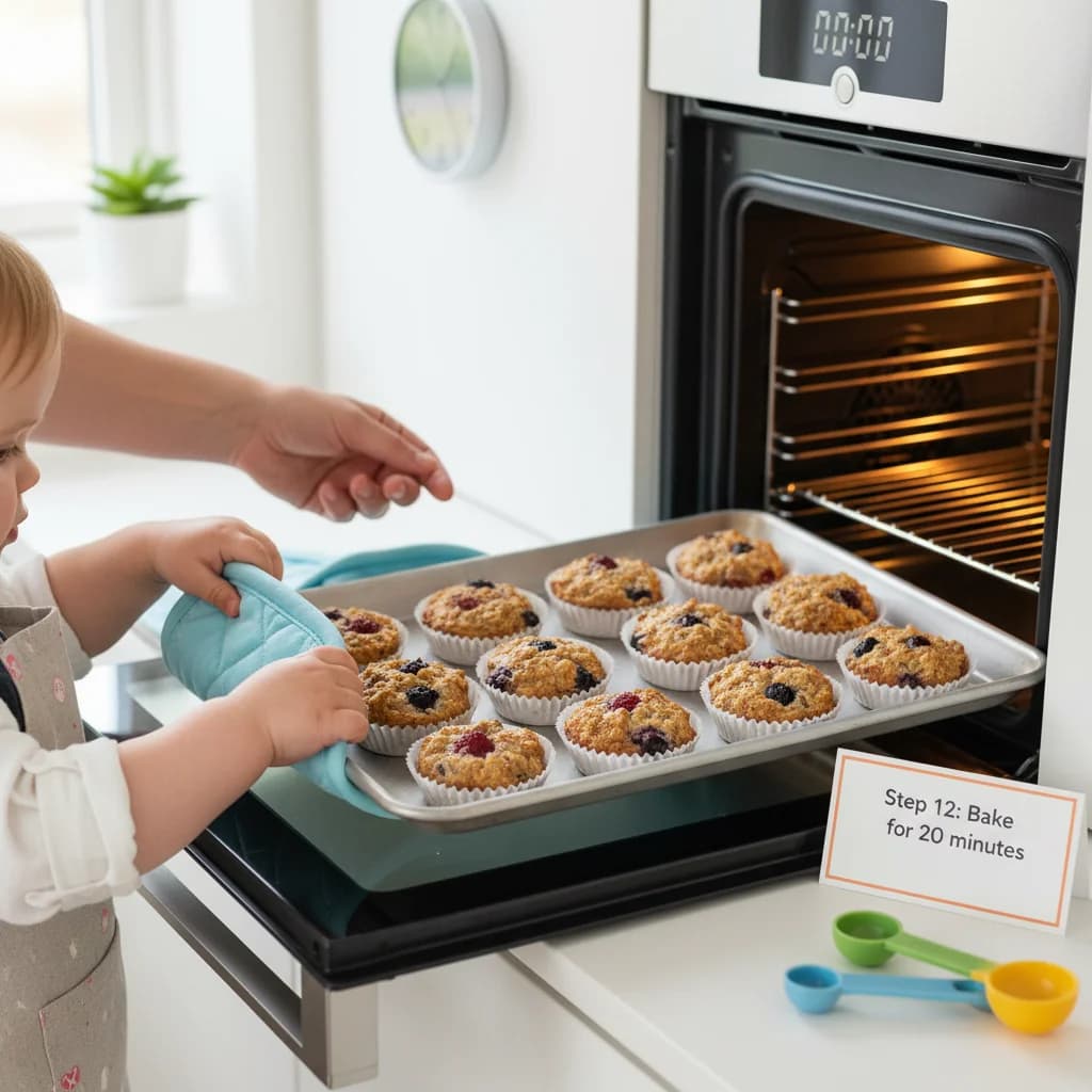 Step 12: Bake in the preheated oven for 20 minutes, or until the centers are set and the edges are lightly go for Berry-licious Baked Oatmeal Bites
