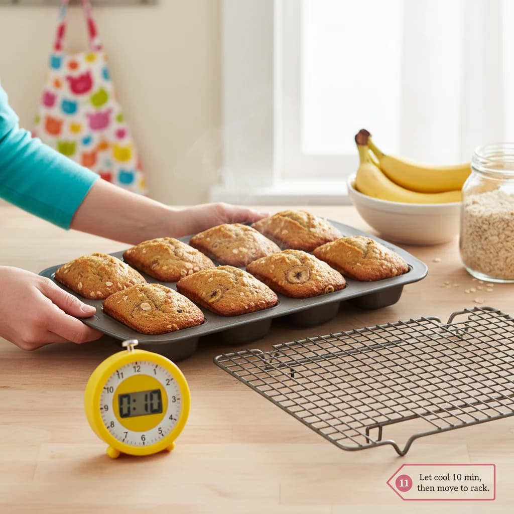 Step 11: Let the mini loaves cool in the pan for 10 minutes before transferring them to a wire rack to cool c for Banana Bites Mini-Loaves