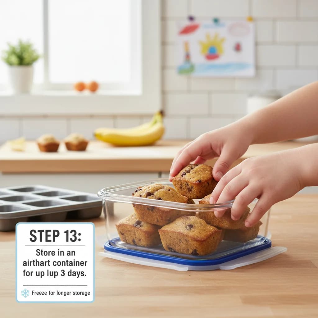 Step 13: Store in an airtight container at room temperature for up to 3 days, or freeze for longer storage. for Banana Bites Mini-Loaves