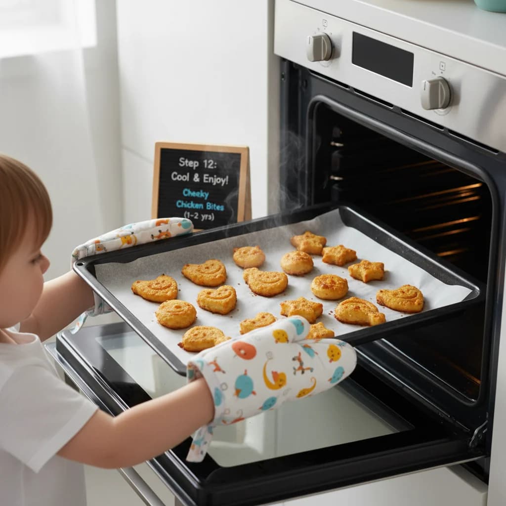 Step 12: Remove the baking sheet from the oven and let the chicken bites cool slightly before serving. This w for Cheeky Chicken Bites (Baked)