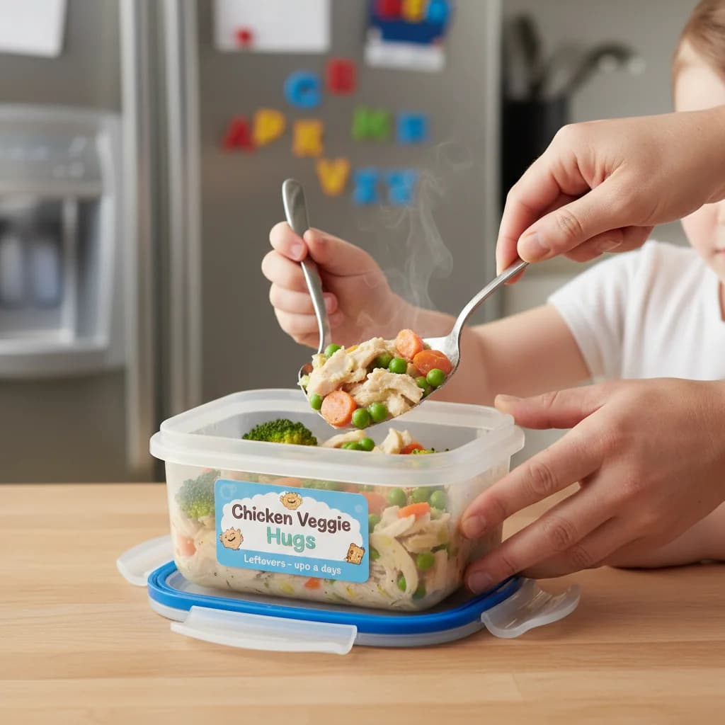 Step 15: Store any leftover stew in an airtight container in the refrigerator for up to 2 days. for Chicken Veggie Hug in a Bowl